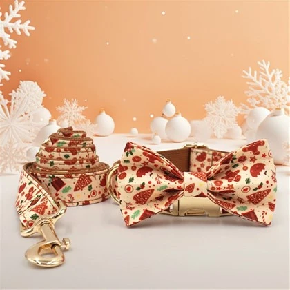 Christmas Gingerbread Dog Collar Set